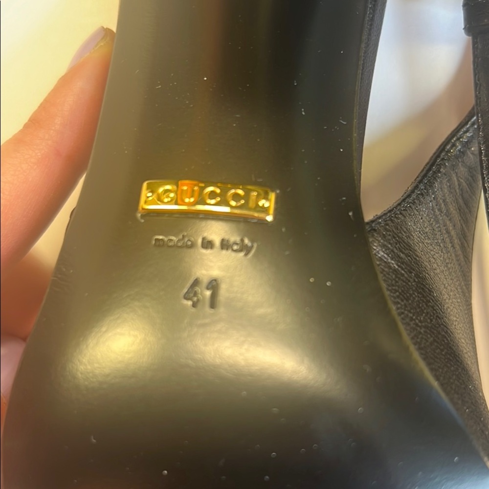 NWT Gucci Horsebit Slingback Pump Leather Heels in Black Women's Shoes Size 41 - Picture 11 of 16